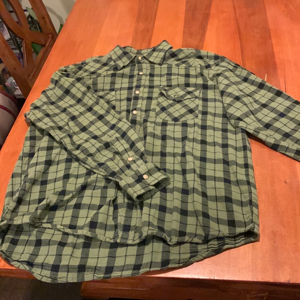 Green and Black Flannel Shirt